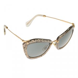 Miu Miu Grey Glitter SMU10N Cat Eye Sunglasses