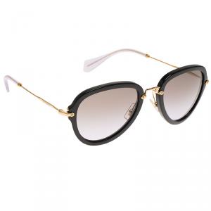 Miu Miu Black SMU 03Q Round Aviator Sunglasses