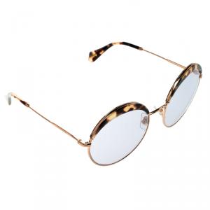 Pre Owned Miu Miu Gold/Grey SMU51Q Round Sunglasses 