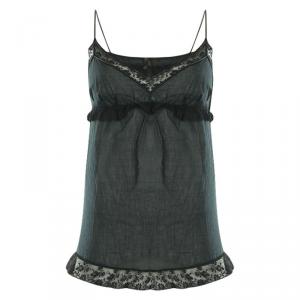 Miu Miu Black Sheer Lace Strappy Top S