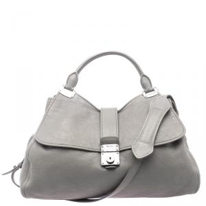 Miu Miu Grey Leather Top Handle Bag