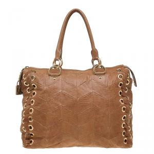 Miu Miu Brown Nappa Leather Patchwork Tote