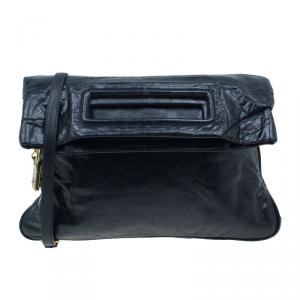 Miu Miu Black Leather Oversized Glazed Shoulder Bag