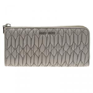 Miu Miu Grey Matelasse Zip-Around Wallet