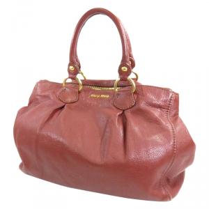 Miu Miu Bordeaux Leather Top Handle Bag