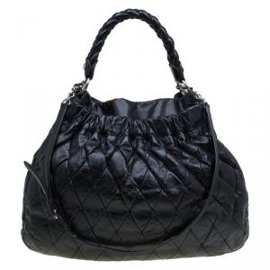 Miu Miu Black Quilted Leather Hobo