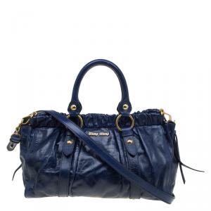 Miu Miu Blue Glaze Leather Tote