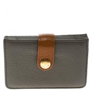 Miu Miu Grey/Brown Leather Accordion Card Holder