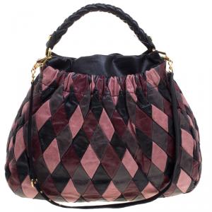 Miu Miu Multicolor Patchwork Leather Harlequin Hobo