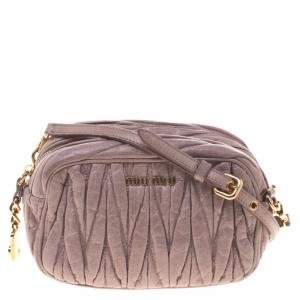 Miu Miu Lilac Matelasse Nappa Leather Mini Zipper Shoulder Bag