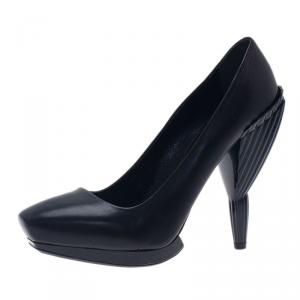 Miu Miu Black Leather Platform Pumps Size 38
