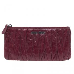 Miu Miu Red Matelasse Leather Wallet