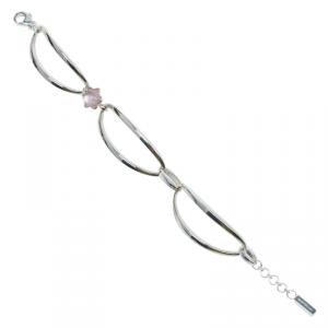 Montblanc Star Pink Cabouchon Silver Bangle Bracelet 