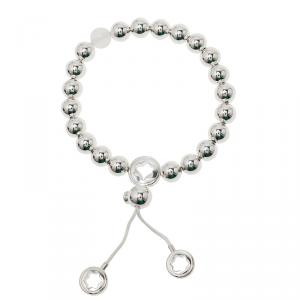 Montblanc Star Beads White Cord Silver Bracelet
