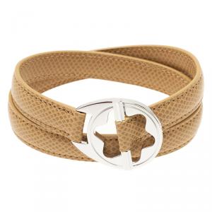 Montblanc Hold Me Tight Beige Leather Silver Bracelet