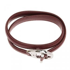 Montblanc Star Collection Hold Me Tight Red Leather Silver Bracelet Size 18cm