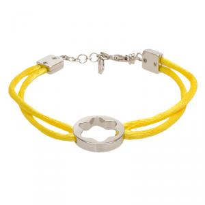 Pre Owned Montblanc Star Collection Silver Star Yellow Satin Bracelet