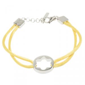 Pre Owned Montblanc Star Collection Yellow Satin Silver Star Bracelet