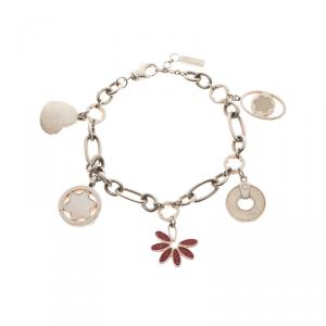 Pre Owned Montblanc Star Signet Silver Multi Charm Bracelet 20 cm