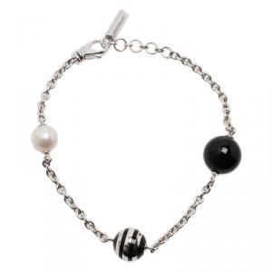 Pre Owned Montblanc Pearl and Onyx Silver Bracelet