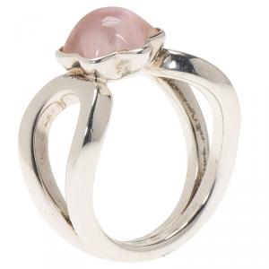 Pre Owned Montblanc Cabochon de Montblanc Rose Quartz Silver Ring Size 52