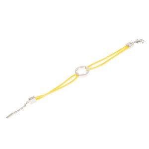 Pre Owned Montblanc Star Collection Yellow Satin Silver Star Bracelet