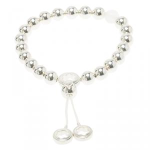 Montblanc Star Collection Milky Quartz White Cord Silver Bead Bracelet 16cm