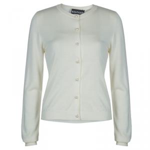 Moschino Boutique Cream Long Sleeve Buttondown Wool Cardigan M