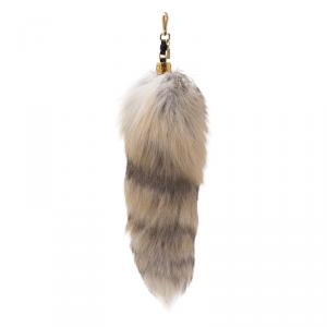 Moschino Light Grey Fox Fur Bag Charm