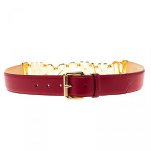 Moschino Red Leather Logo Chain Belt 100 CM