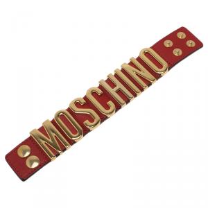 Moschino Logo Red Leather Bracelet