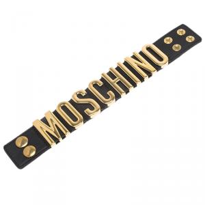 Moschino Logo Black Leather Bracelet