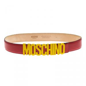 Pre Owned Moschino Red Leather Capsule Collection Mc Donal's Belt 90CM