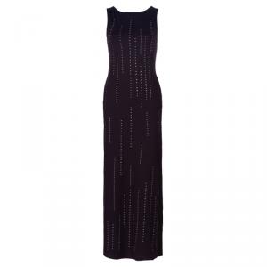 Moschino Brown Jeweled Maxi Dress M