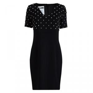 Moschino Couture Black Crystal Embellished Short Sleeve Dress M