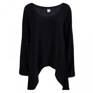 Moschino Couture Black Crinkled Silk Long Sleeve Top M