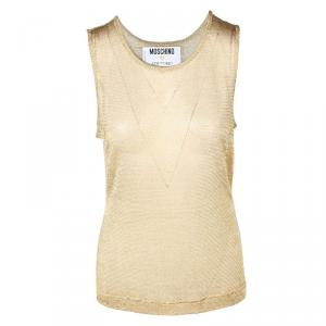 Moschino Couture Gold Mesh Sleeveless Top L