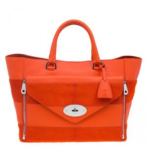 Mulberry Orange Calfhair Stripe and Leather Willow Tote