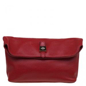 Mulberry Red Grained Leather Tessie Clutch