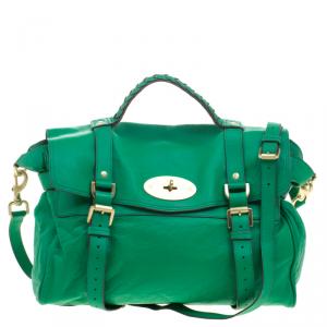 Pre Owned Mulberry Green Leather Oversized Alexa Satchel