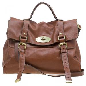 Mulberry Brown Leather Oversized Alexa Satchel