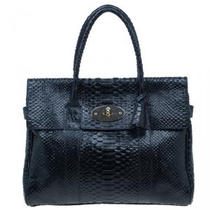 Pre Owned Mulberry Black Bayswater Silky Snake Print Tote