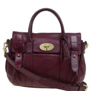 Pre Owned Mulberry Burgundy Leather Heritage Bayswater Satchel
