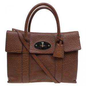 Pre Owned Mulberry Brown Pebbled Leather Double Sided Bayswater Satchel