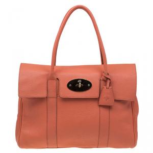 Mulberry Orange Leather Bayswater Satchel
