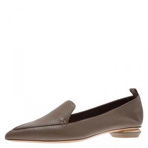 Nicholas Kirkwood Brown Textured Leather Beya Pointed Toe Loafers 38.5