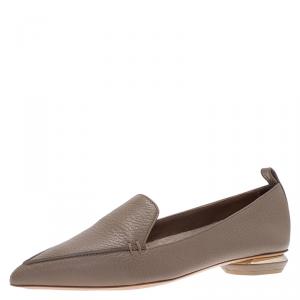 Nicholas Kirkwood Brown Textured Leather Beya Pointed Toe Loafers Size 36