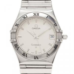 Pre Owned Omega White Stainless Steel Constellation 1552 Women’s Wristwatch 33MM