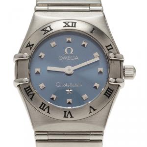 Omega Blue Mother of Pearl Stainless Steel Constellation My Choice Women's Wristwatch 22MM