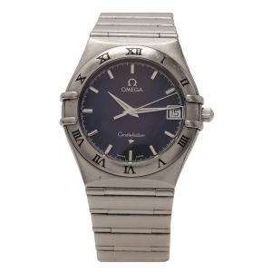 Omega Black Stainless Steel Constellation Women's Wristwatch 33MM
